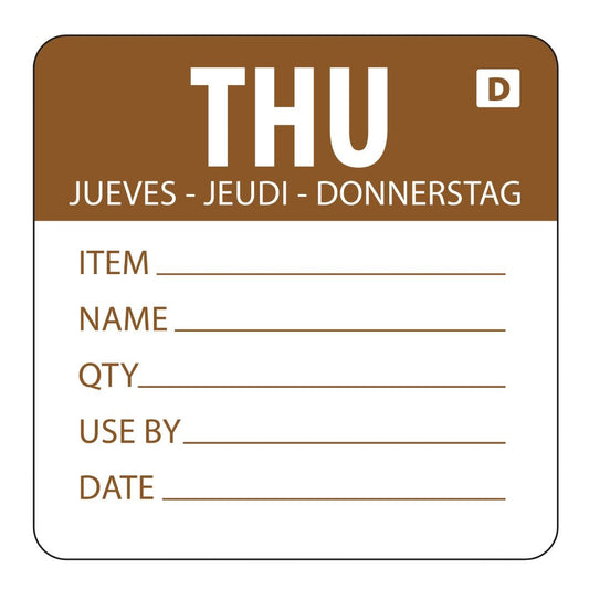 GH354 Hygiplas oplosbare kleurcode voedseletiketten donderdag (250 stuks)