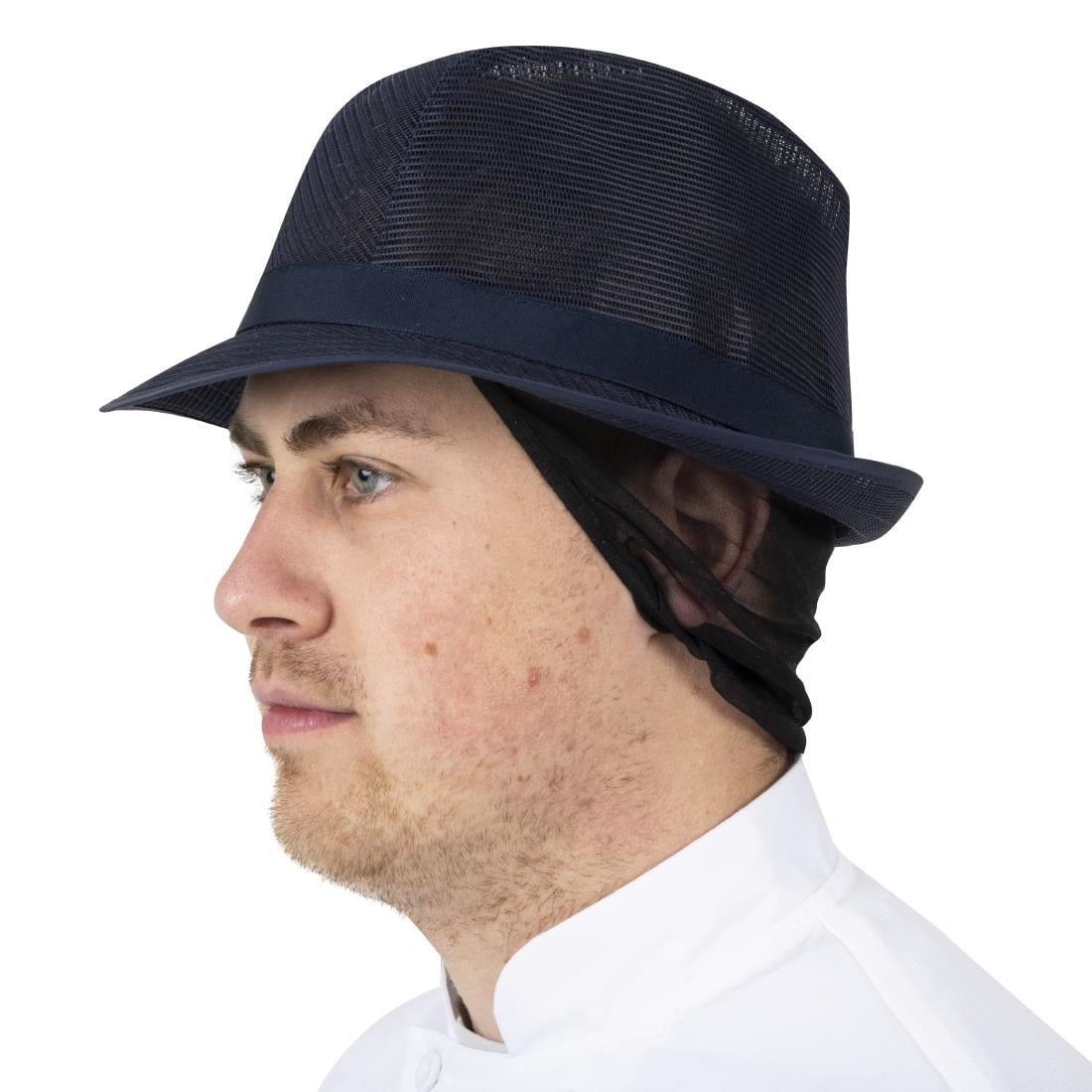 A654-M Trilby hoed met haarnetje blauw M