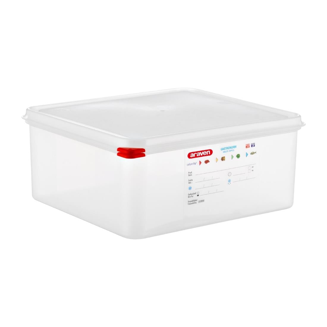 T990 Araven GN2/3 voedselbak met deksel 13,5Ltr (4 stuks)