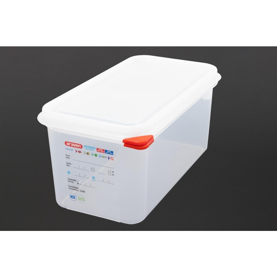 T987 Araven GN 1/3 voedselbak met deksel 6Ltr (4 stuks)