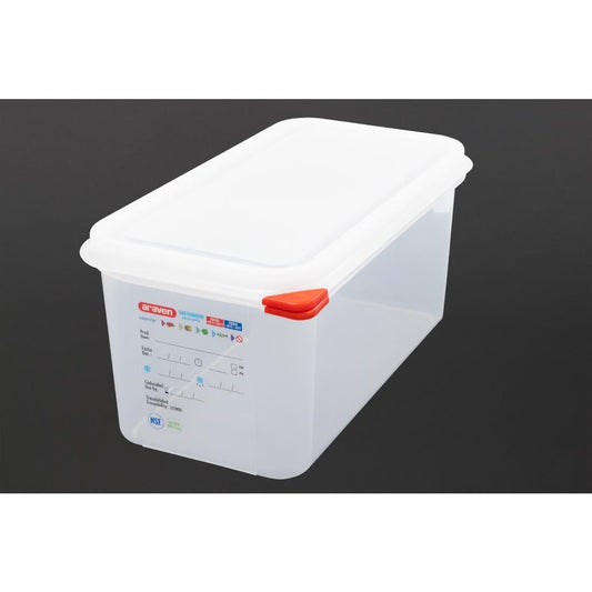 T987 Araven GN 1/3 voedselbak met deksel 6Ltr (4 stuks)