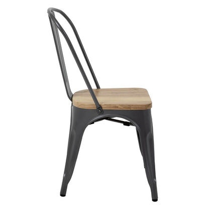 GG708 Bolero Bistro stalen stoelen met houten zitting grijs (4 stuks)