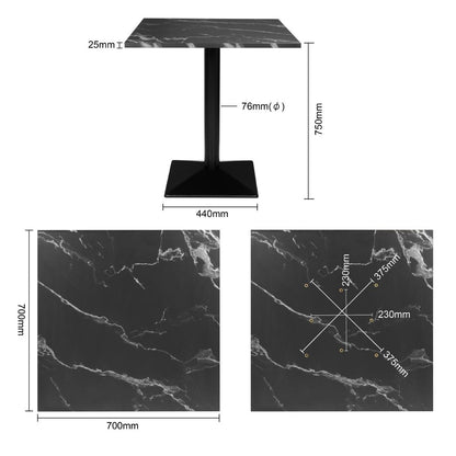 HW851 Bolero Complete Tafel Vierkant Zwarte Steen Effect 700mm