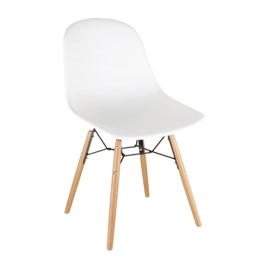 DM840 Bolero Arlo polypropyleen stoelen met houten poten wit (2 stuks)