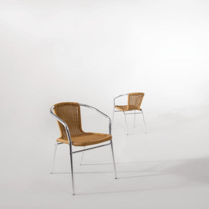 U422 Bolero aluminium en polyrotan stoel naturel (4 stuks)