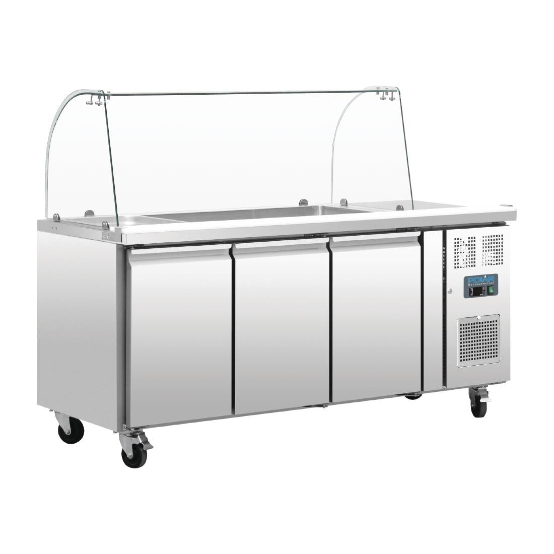 CT394 Polar U-serie GN gekoelde saladette met glazen opzetvitrine 3-deurs