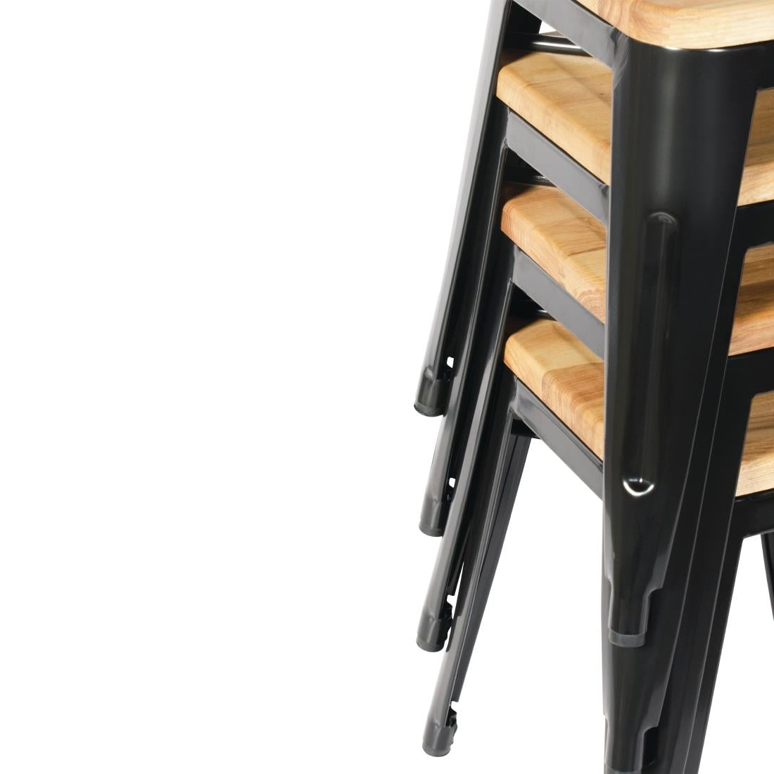 GM635 Bolero stalen kruk met houten zitting - zwart (4 stuks)