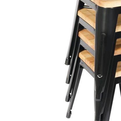 GM635 Bolero stalen kruk met houten zitting - zwart (4 stuks)