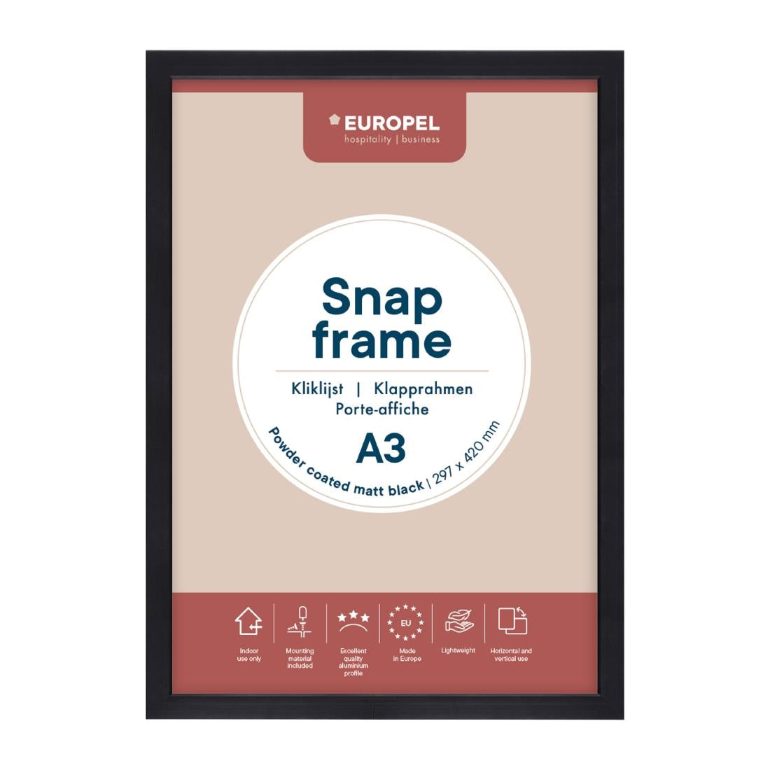 HU443 Europel Kliklijst A3 25mm Mat Zwart