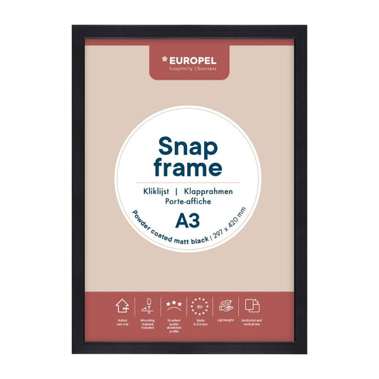 HU443 Europel Kliklijst A3 25mm Mat Zwart