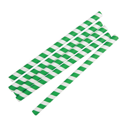 FB148 Fiesta Compostable groen/wit gestreepte papieren smoothierietjes 21cm (250 stuks)