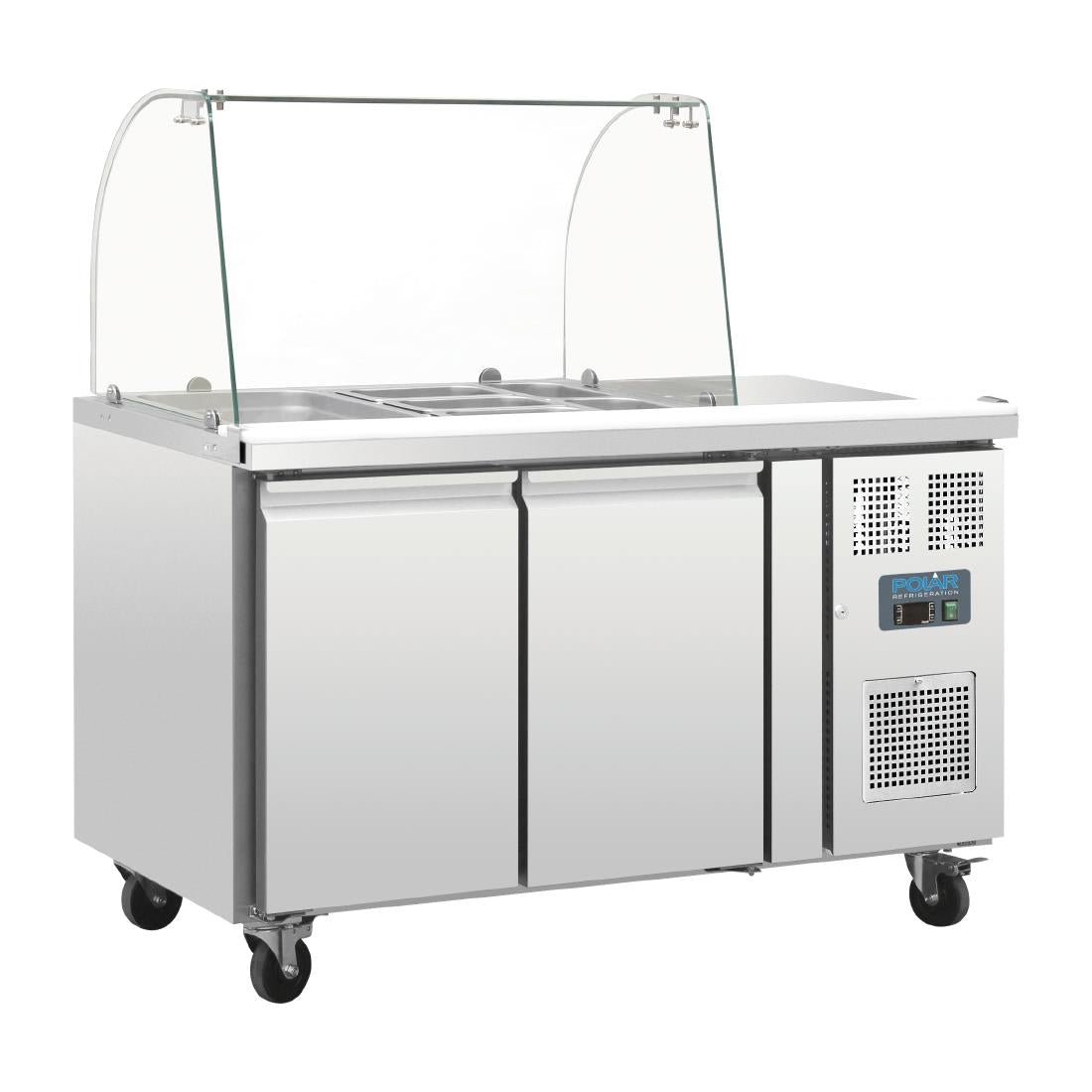 CT393 Polar U-serie GN gekoelde saladette met glazen opzetvitrine 2-deurs