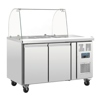 CT393 Polar U-serie GN gekoelde saladette met glazen opzetvitrine 2-deurs