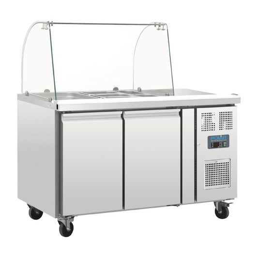 CT393 Polar U-serie GN gekoelde saladette met glazen opzetvitrine 2-deurs