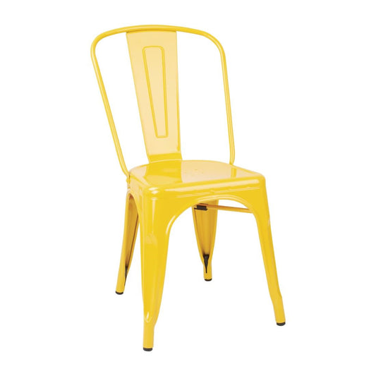 DK292 Bolero Bistro Stalen Bijzetstoelen Geel (4 Stuks)