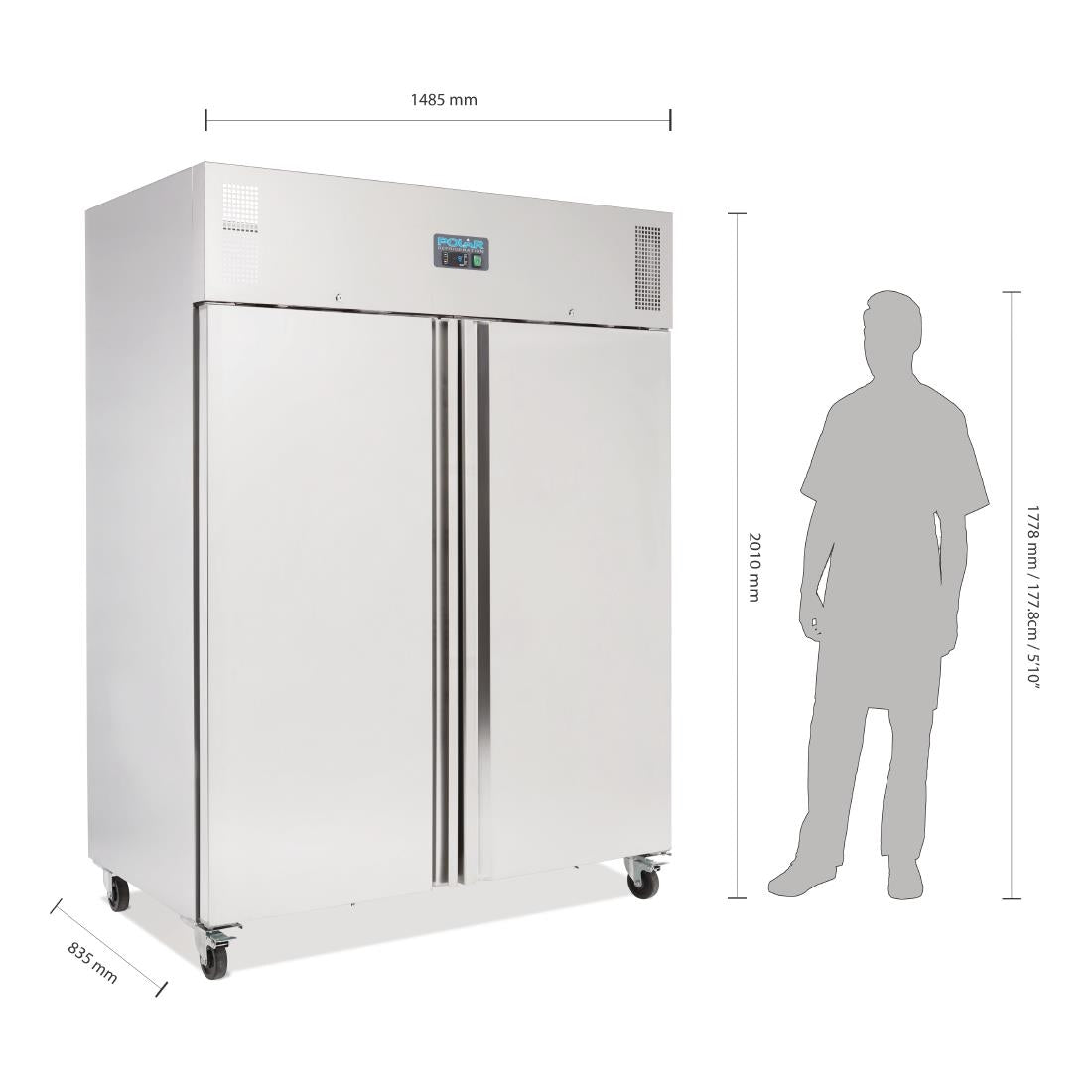 U635 Polar U-serie staande dubbele deur vriezer 1300ltr