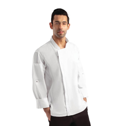BB264-M Chef Works Urban Hartford unisex koksbuis met rits lange mouw wit M