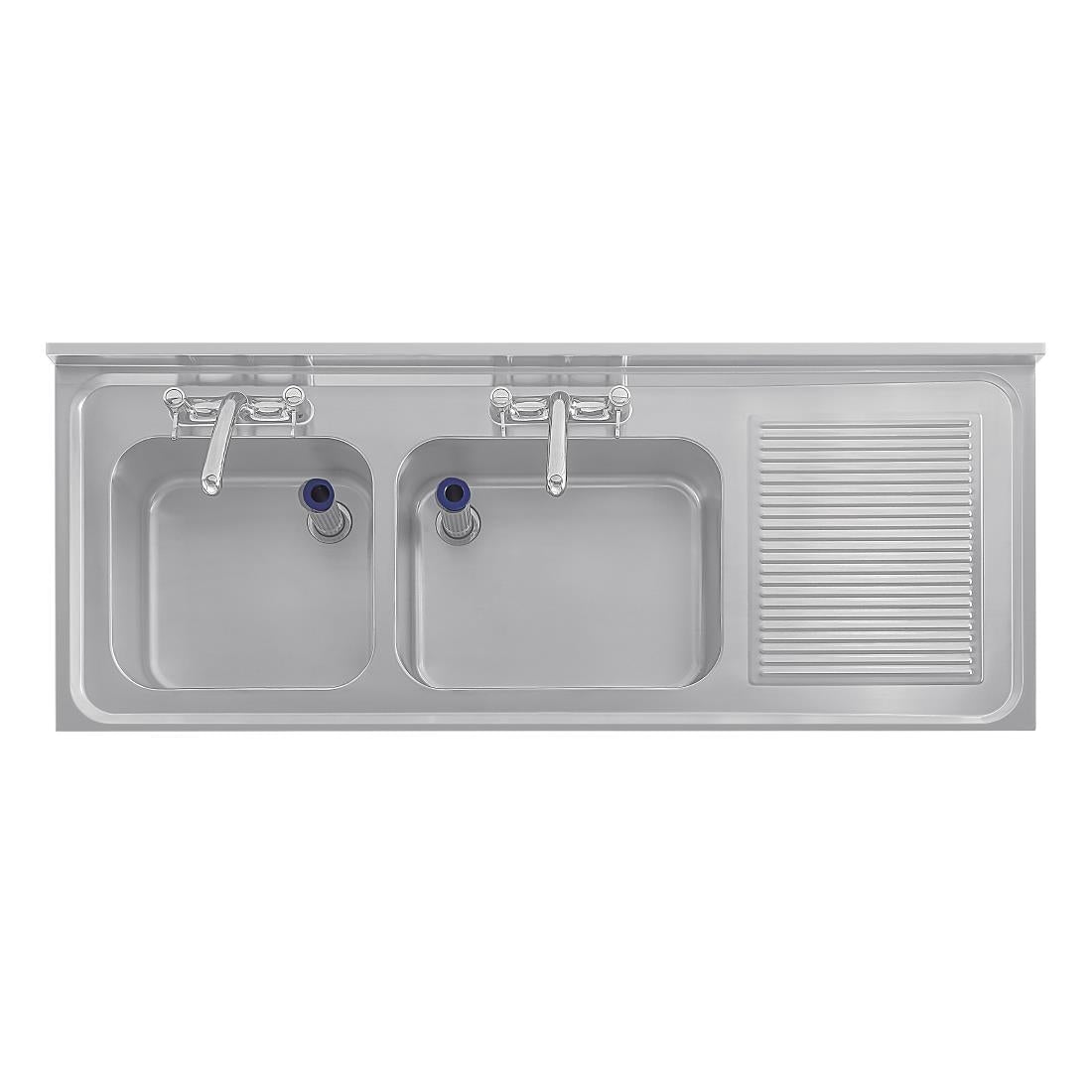 DY824 Vogue RVS spoeltafel dubbele spoelbak aan linkerzijde 150x60cm