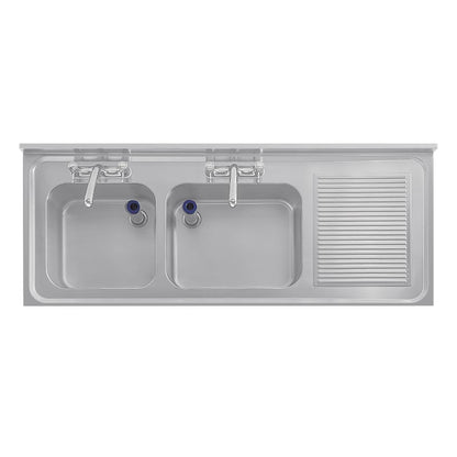 DY824 Vogue RVS spoeltafel dubbele spoelbak aan linkerzijde 150x60cm