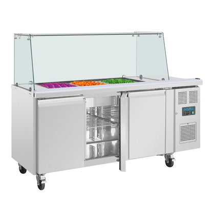 UA018 Polar U-serie driedeurs saladette met vierkant kuchscherm