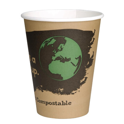 DS058 Fiesta Compostable composteerbare koffiebekers enkelwandig bruin 34cl (1000 stuks)