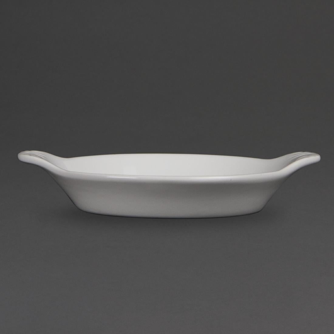 W439 Olympia Whiteware ronde gratineerschalen met handvatten 17x14cm (6 stuks)