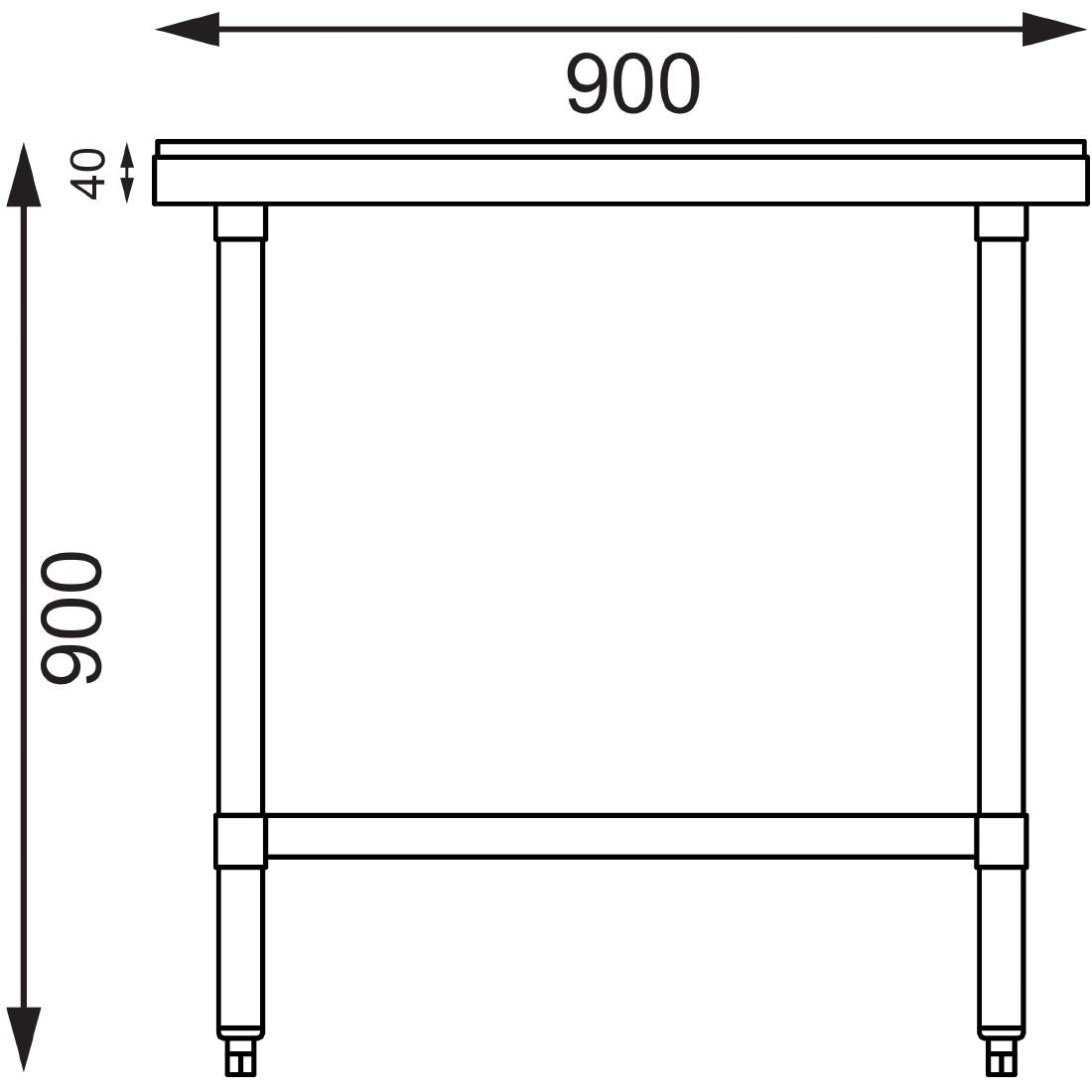 CB911 Vogue RVS snijtafel met HDPE snijplank 90cm
