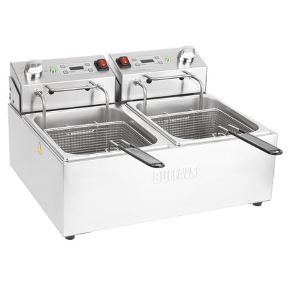 CU624 Buffalo Dubbele Elektrische Friteuse met Timer 2x5Ltr
