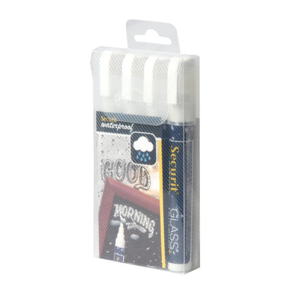 CK295 Securit Watervaste krijtstift (Glas + Krijtbord) in wit met 2-6mm penpunt (4 stuks)