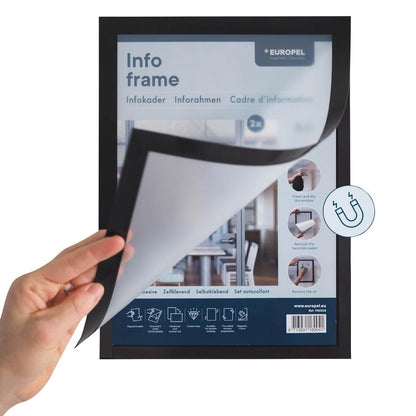 HU456 Europel Infokader / Zelfklevende Set Van 2 Stuks A4 Zwart