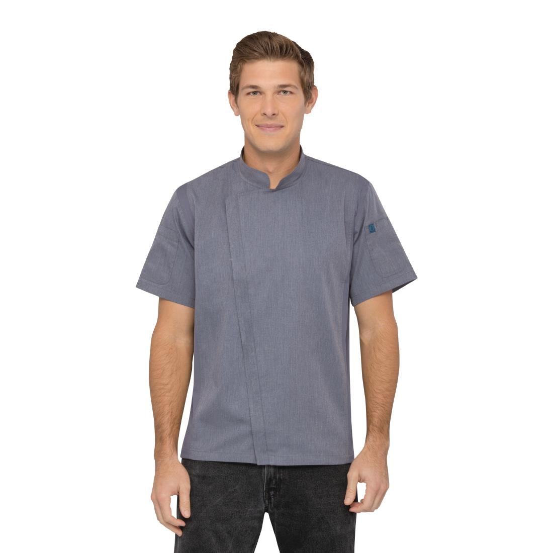 BB267-XS Chef Works Urban Springfield unisex koksbuis met rits korte mouw inktblauw XS