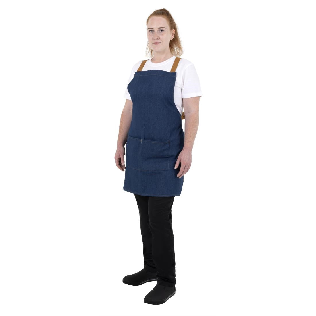 BA159 Southside Schort Denim Blauw Met Bruine Bandjes