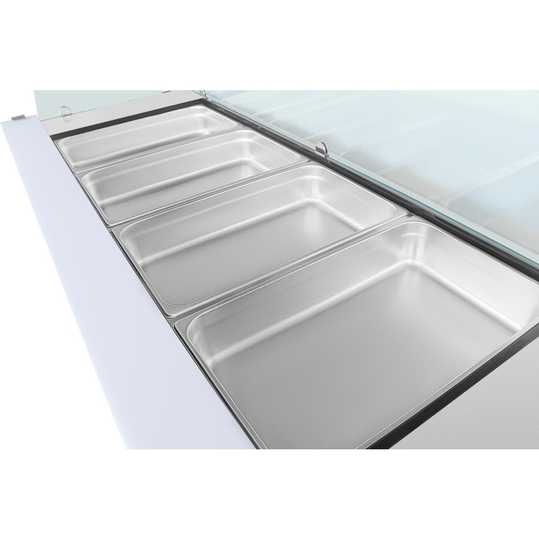 UA019 Polar U-serie vierdeurs saladette met vierkant kuchscherm