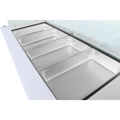UA019 Polar U-serie vierdeurs saladette met vierkant kuchscherm