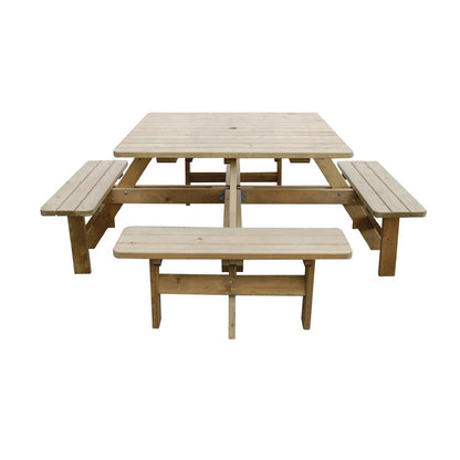 CG096 Rowlinson vierkante houten picknicktafel 198cm