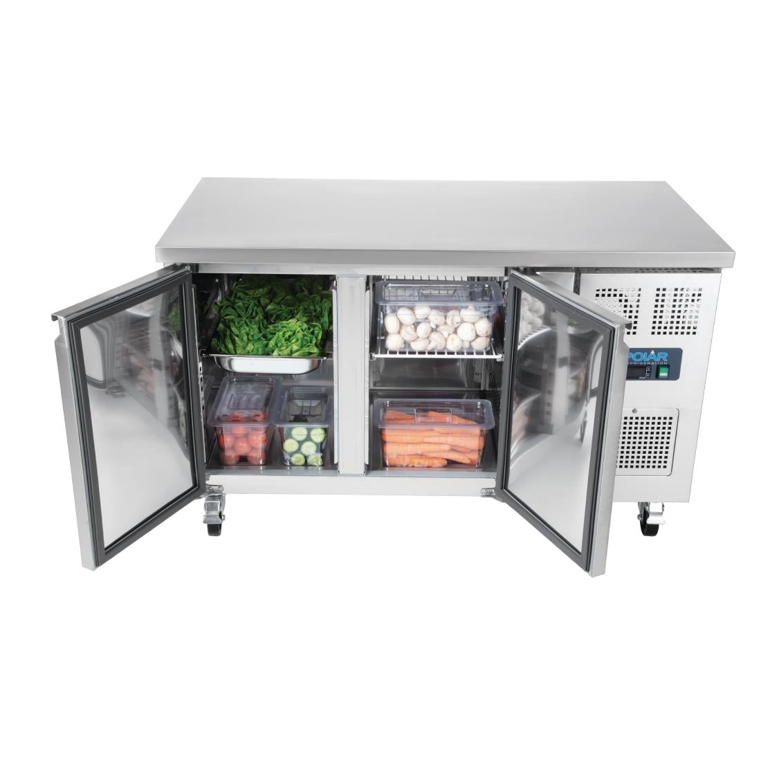G596 Polar U-serie 2-deurs koelwerkbank 282L