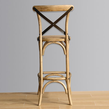 GG657 Bolero houten barkruk met gekruiste rugleuning naturel