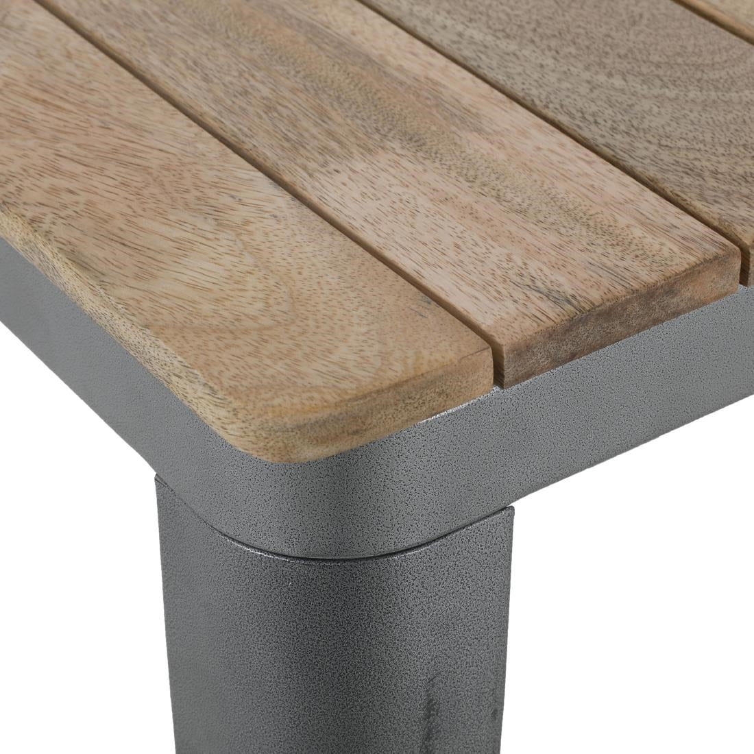 HZ813 Bolero Bistro Eettafel Met Lattenblad Van Mangohout En Donkergrijze Poot 650mm