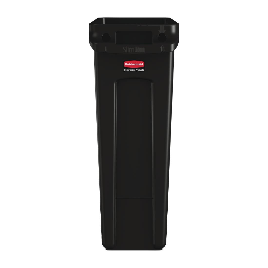 CP653 Rubbermaid Slim Jim afvalbak met ventilatiekanalen zwart 87Ltr