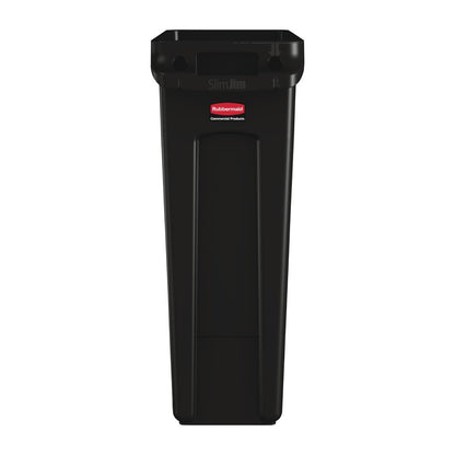 CP653 Rubbermaid Slim Jim afvalbak met ventilatiekanalen zwart 87Ltr
