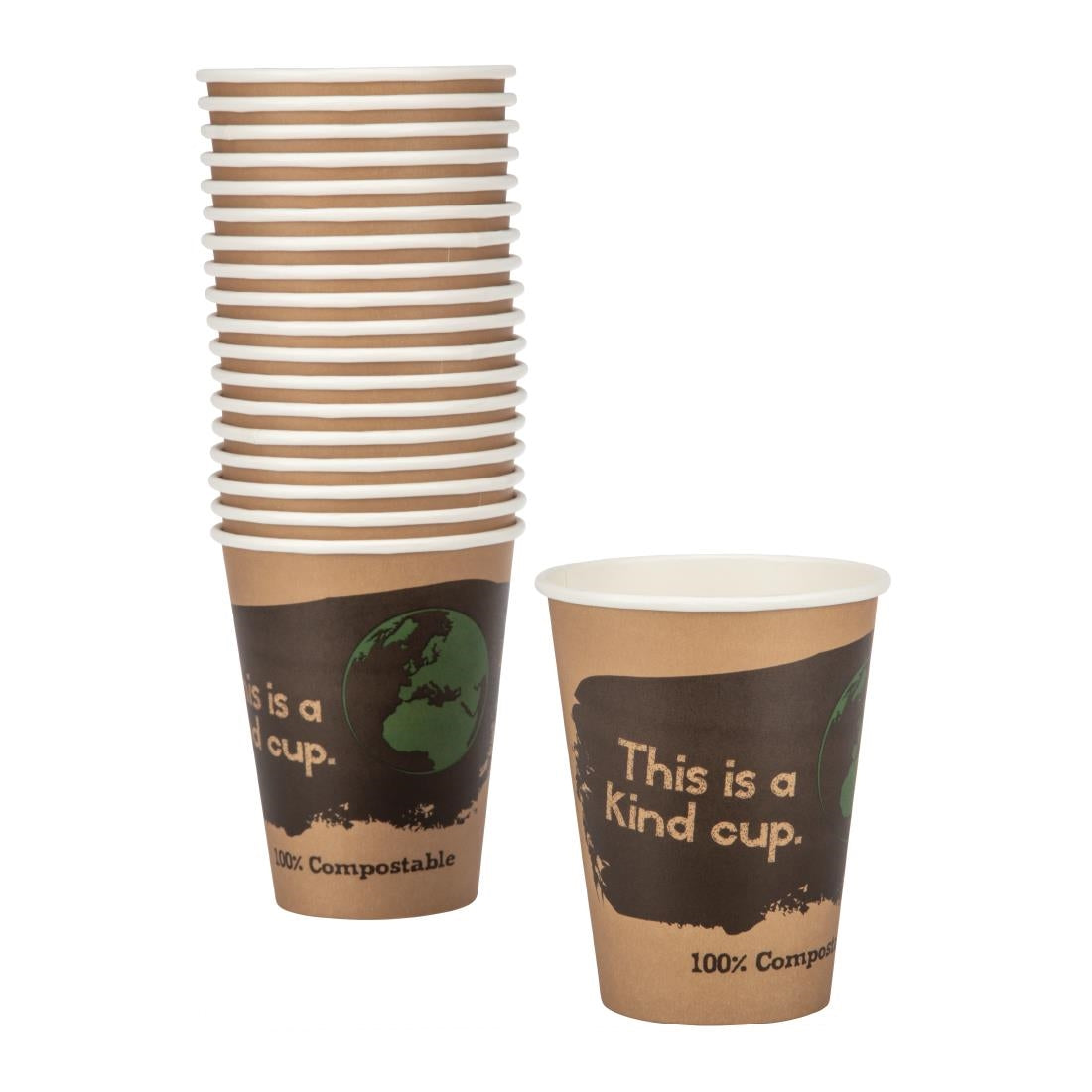 DS059 Fiesta Compostable composteerbare koffiebekers enkelwandig bruin 34cl (50 stuks)