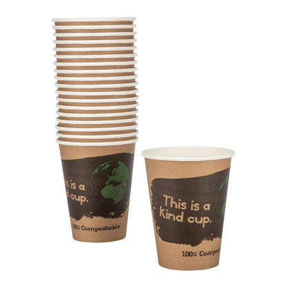 DS059 Fiesta Compostable composteerbare koffiebekers enkelwandig bruin 34cl (50 stuks)