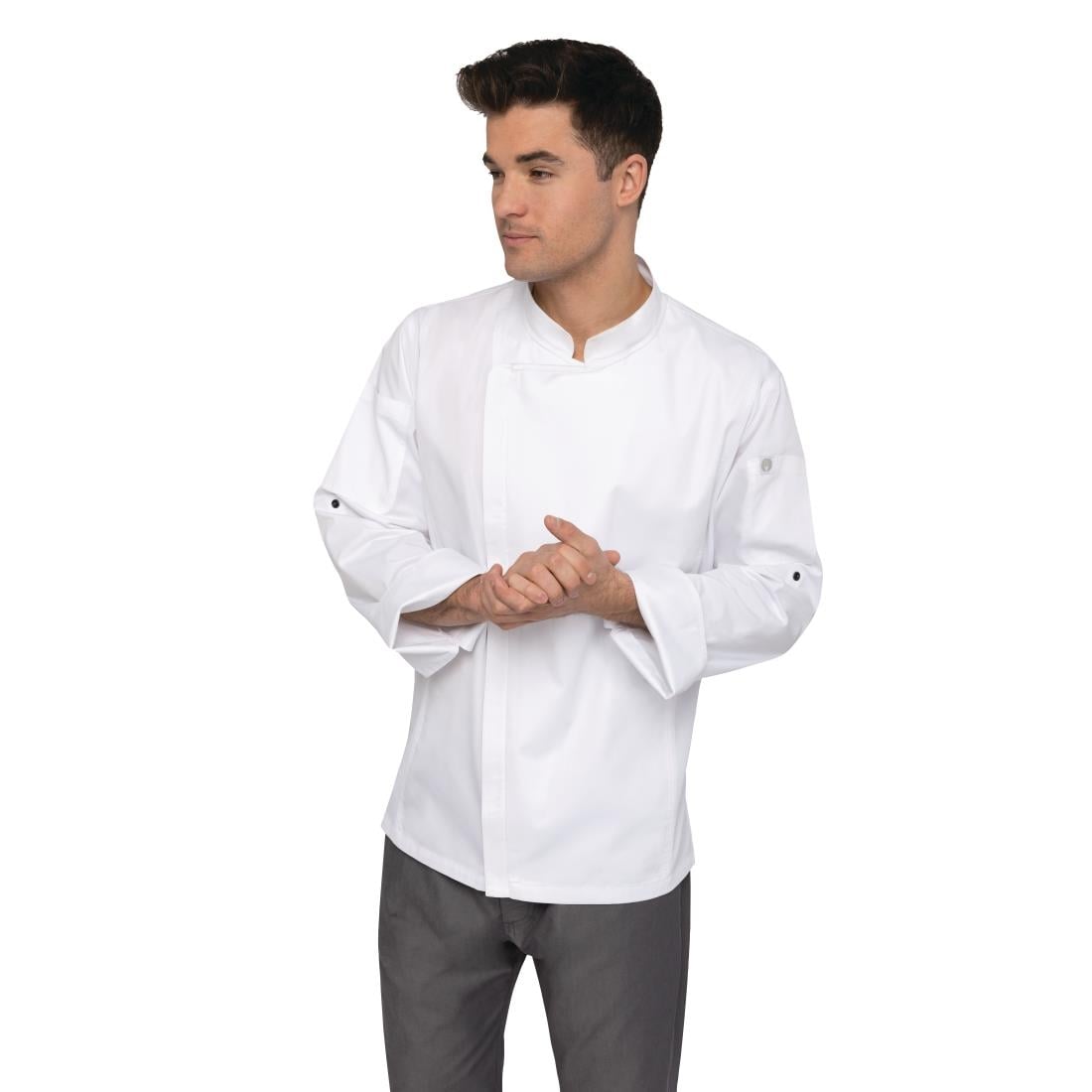 BB264-S Chef Works Urban Hartford unisex koksbuis met rits lange mouw wit S