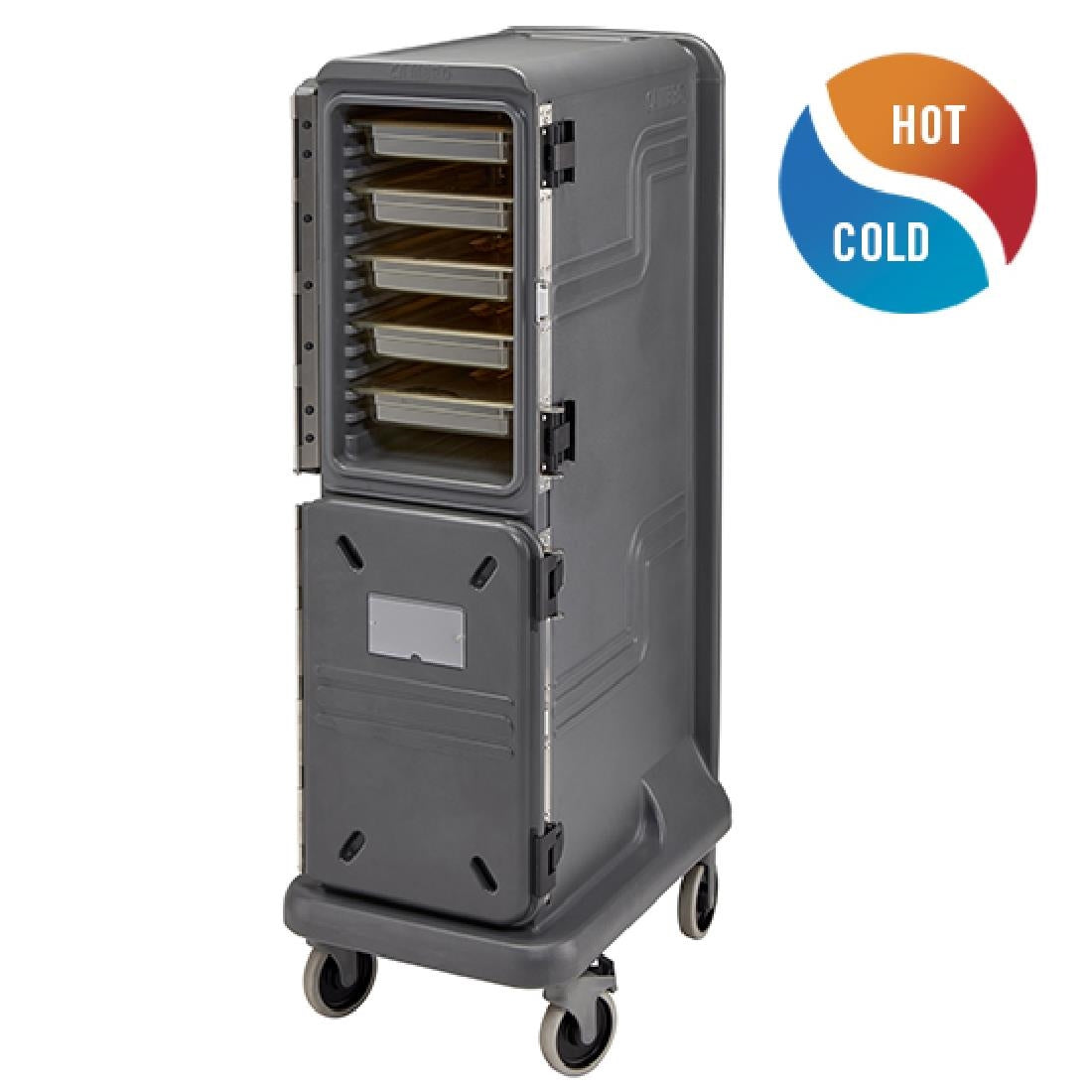 FU693 Cambro Ultra Pro Wagen Hoge Tweedeurs Wagen Voor Warme En Koude Gerechten, Antracietgrijs