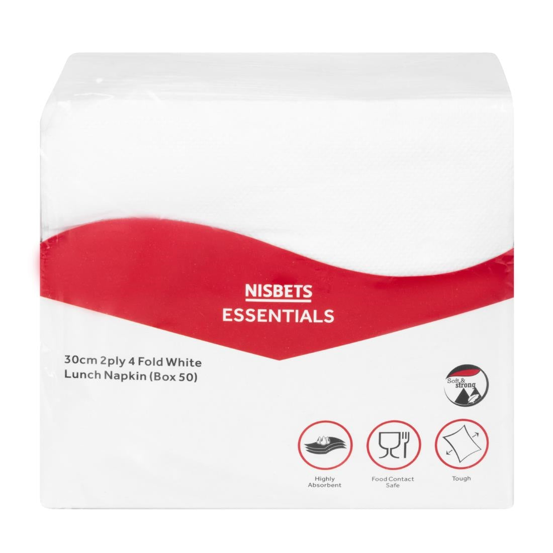 HS984 Nisbets Essentials 2-Laags 4-Voudige Witte Lunchservetten (50 stuks)