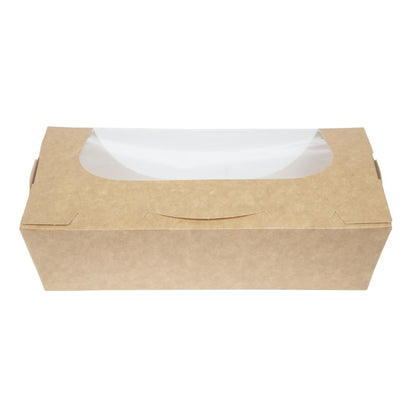 FA372 Colpac kraft saladebakken met venster en insteeksluiting 1Ltr (200 stuks)