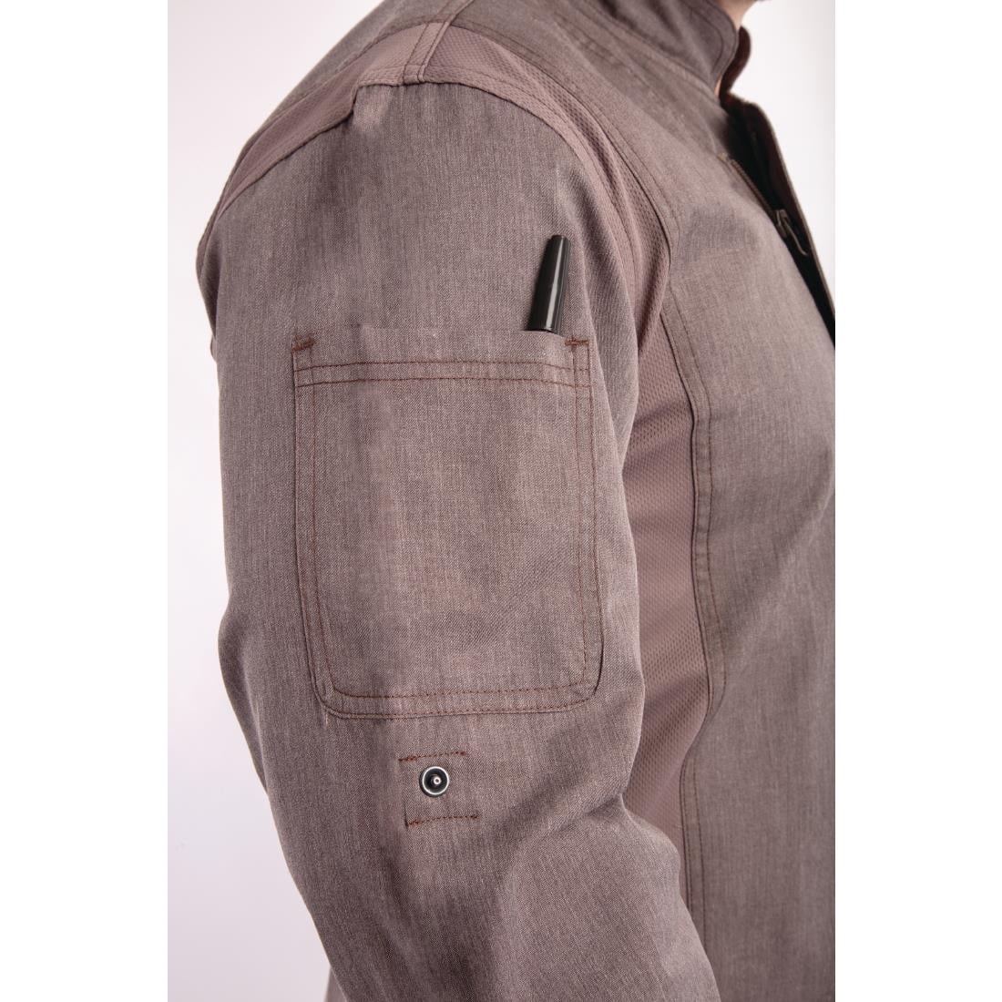 BB263-M Chef Works Urban Hartford unisex koksbuis met rits lange mouw grijs M