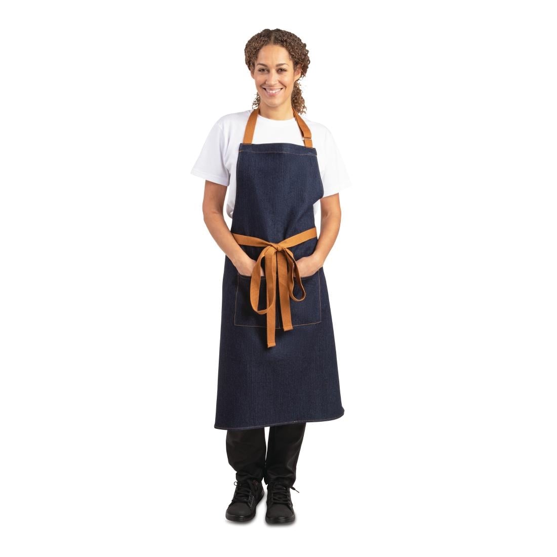 B980 Southside halterschort blauw denim