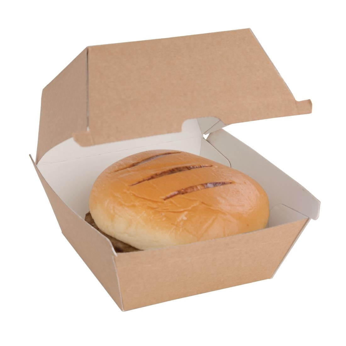 FB665 Fiesta Compostable composteerbare hamburgerdoosjes kraft groot 112mm vierkant (150 stuks)