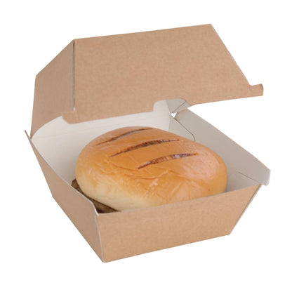 FB665 Fiesta Compostable composteerbare hamburgerdoosjes kraft groot 112mm vierkant (150 stuks)